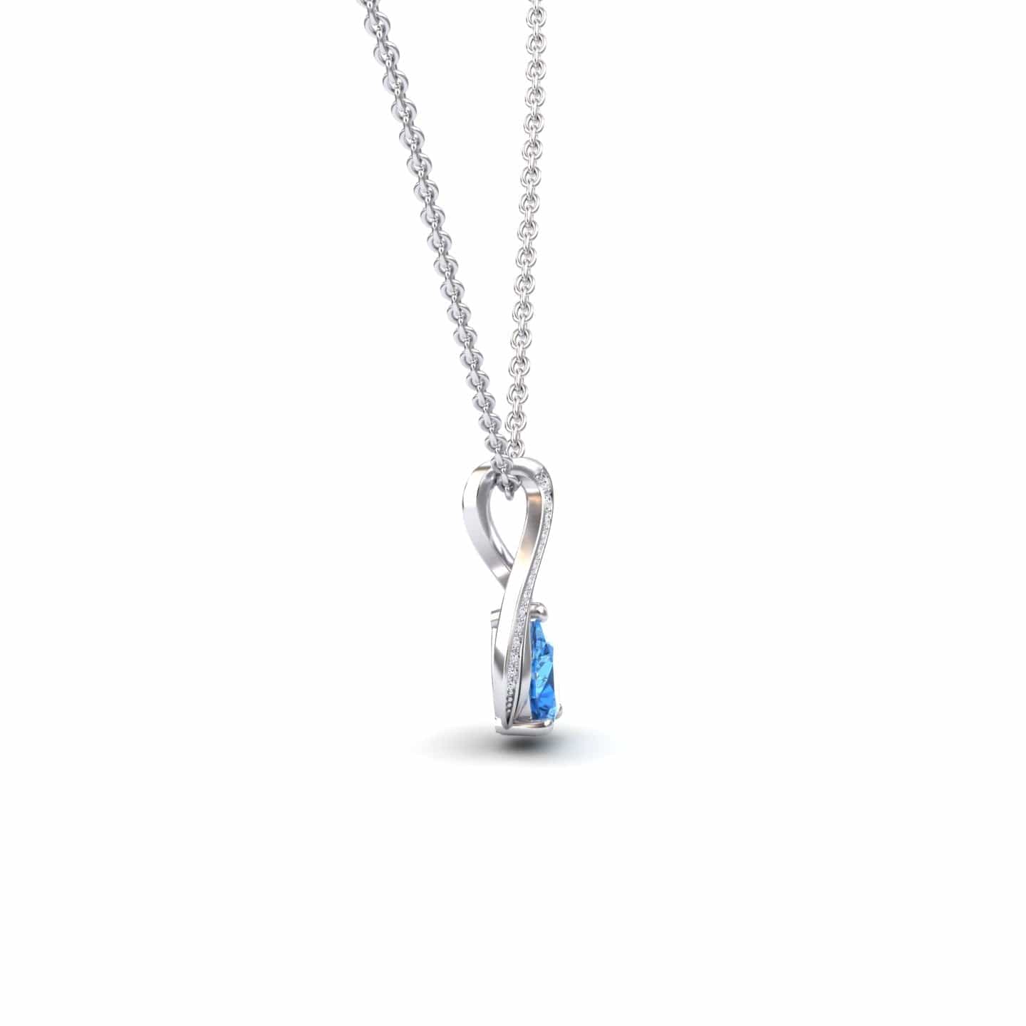 Swiss Blue Topaz & Diamond Infinity Twist Necklace - Maddison