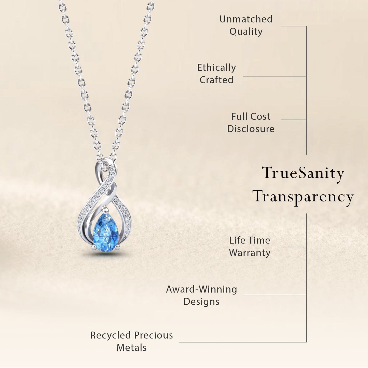 Swiss Blue Topaz & Diamond Infinity Twist Necklace - Maddison