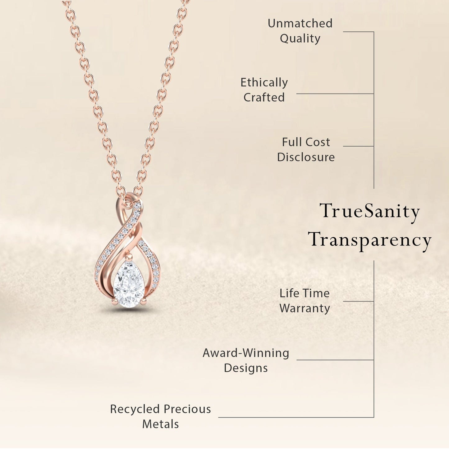 White Diamond Infinity Twist Necklace - Maddison