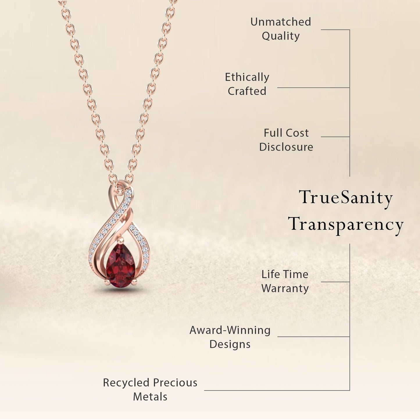 Ruby & Diamond Infinity Twist Necklace - Maddison