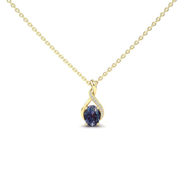 Lab Grown Alexandrite & Diamond Swirl Necklace - Natalia