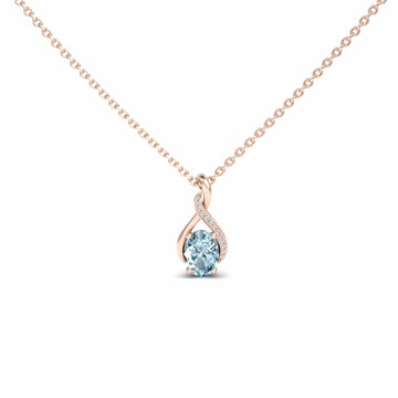 Aquamarine & Diamond Swirl Necklace - Natalia