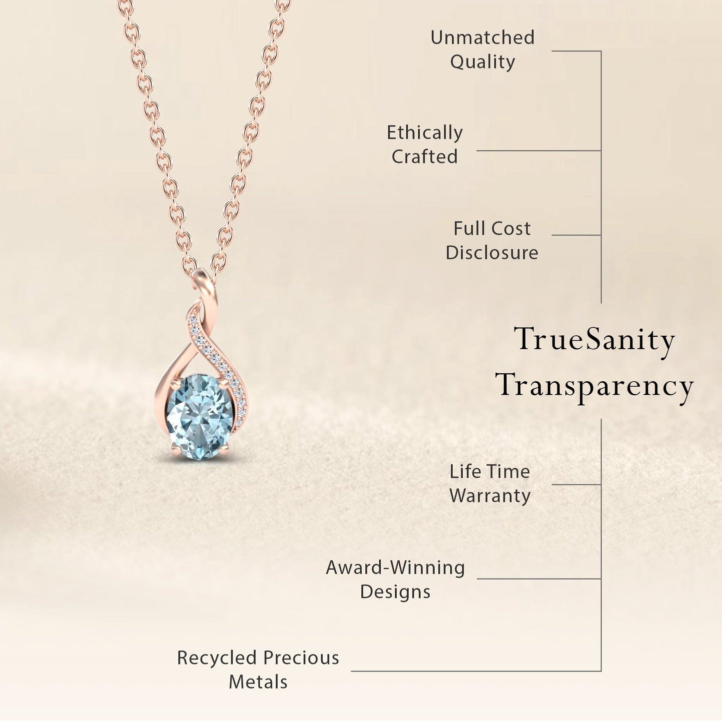 Aquamarine & Diamond Swirl Necklace - Natalia