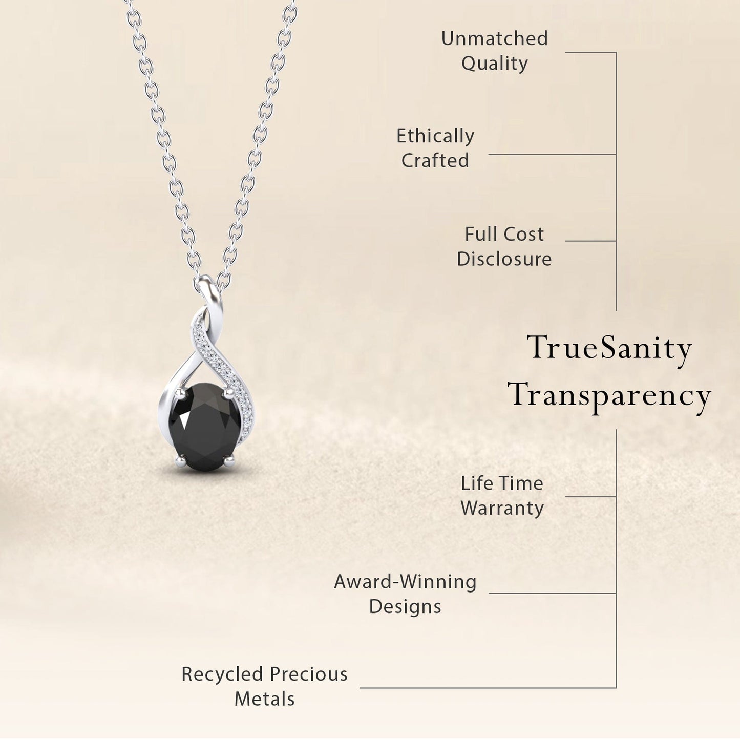 Black & White Diamond Swirl Necklace - Natalia