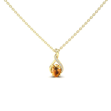 Citrine & Diamond Swirl Necklace - Natalia