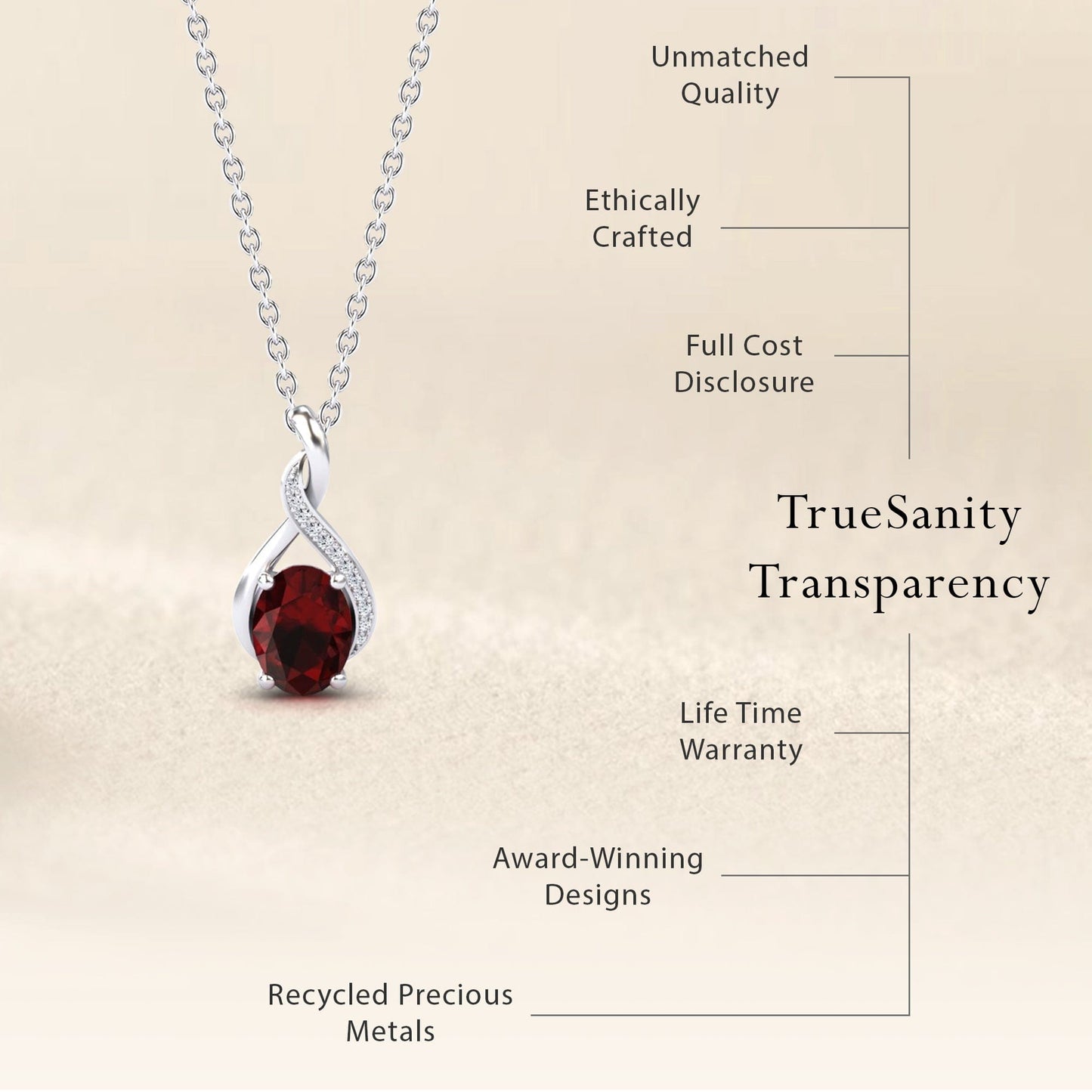 Garnet & Diamond Swirl Necklace - Natalia