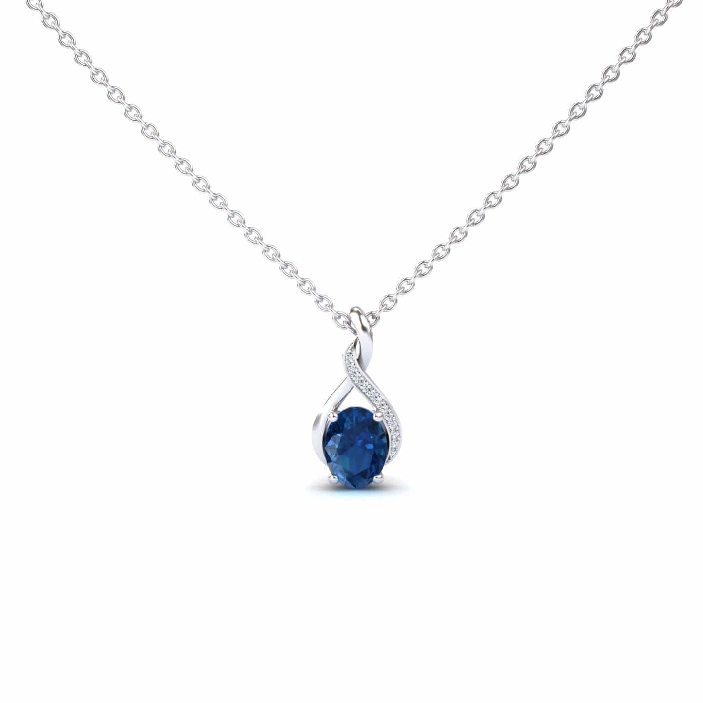London Blue Topaz & Diamond Swirl Necklace - Natalia