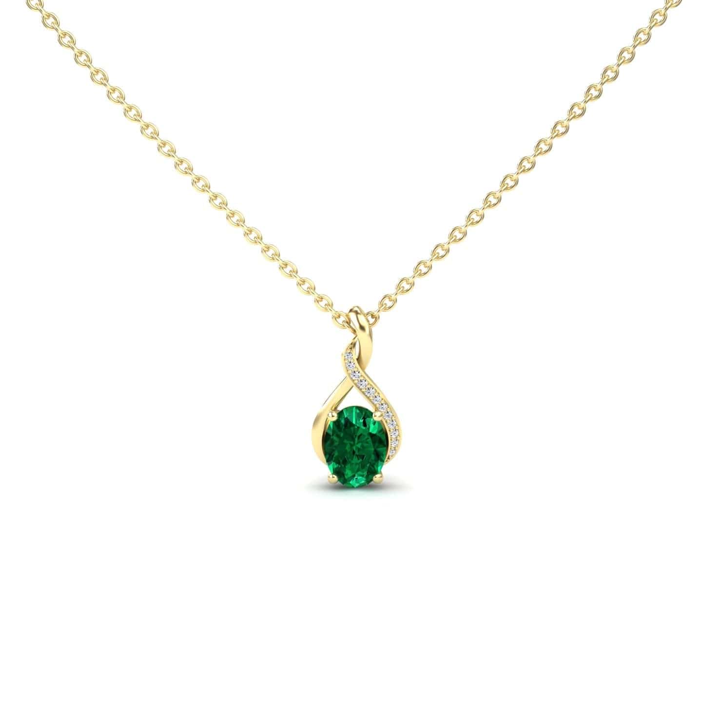 Lab Grown Emerald & Diamond Swirl Necklace - Natalia