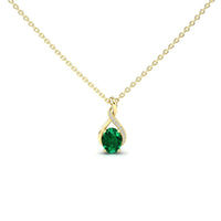 Lab Grown Emerald & Diamond Swirl Necklace - Natalia