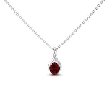 Lab Grown Ruby & Diamond Swirl Necklace - Natalia