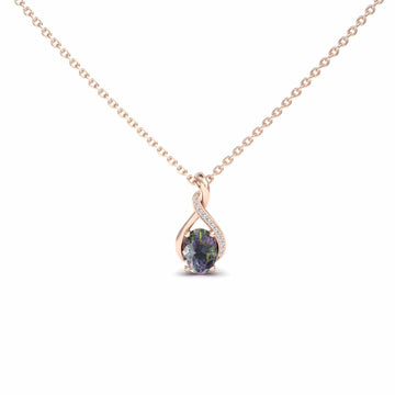 Mystic Green Topaz & Diamond Swirl Necklace - Natalia