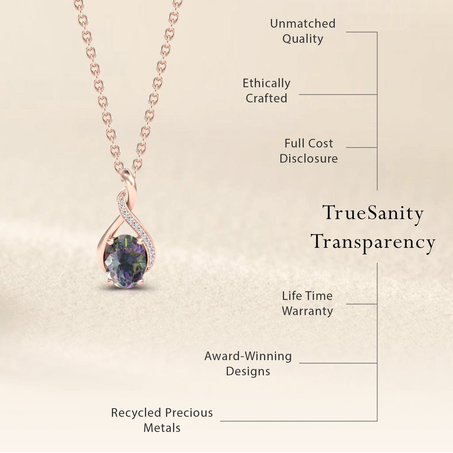 Mystic Green Topaz & Diamond Swirl Necklace - Natalia