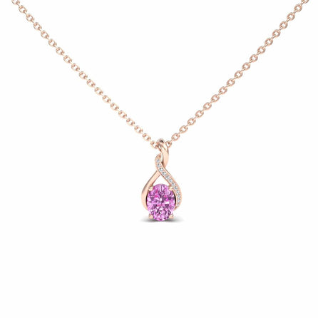 Pink Sapphire & Diamond Swirl Necklace - Natalia