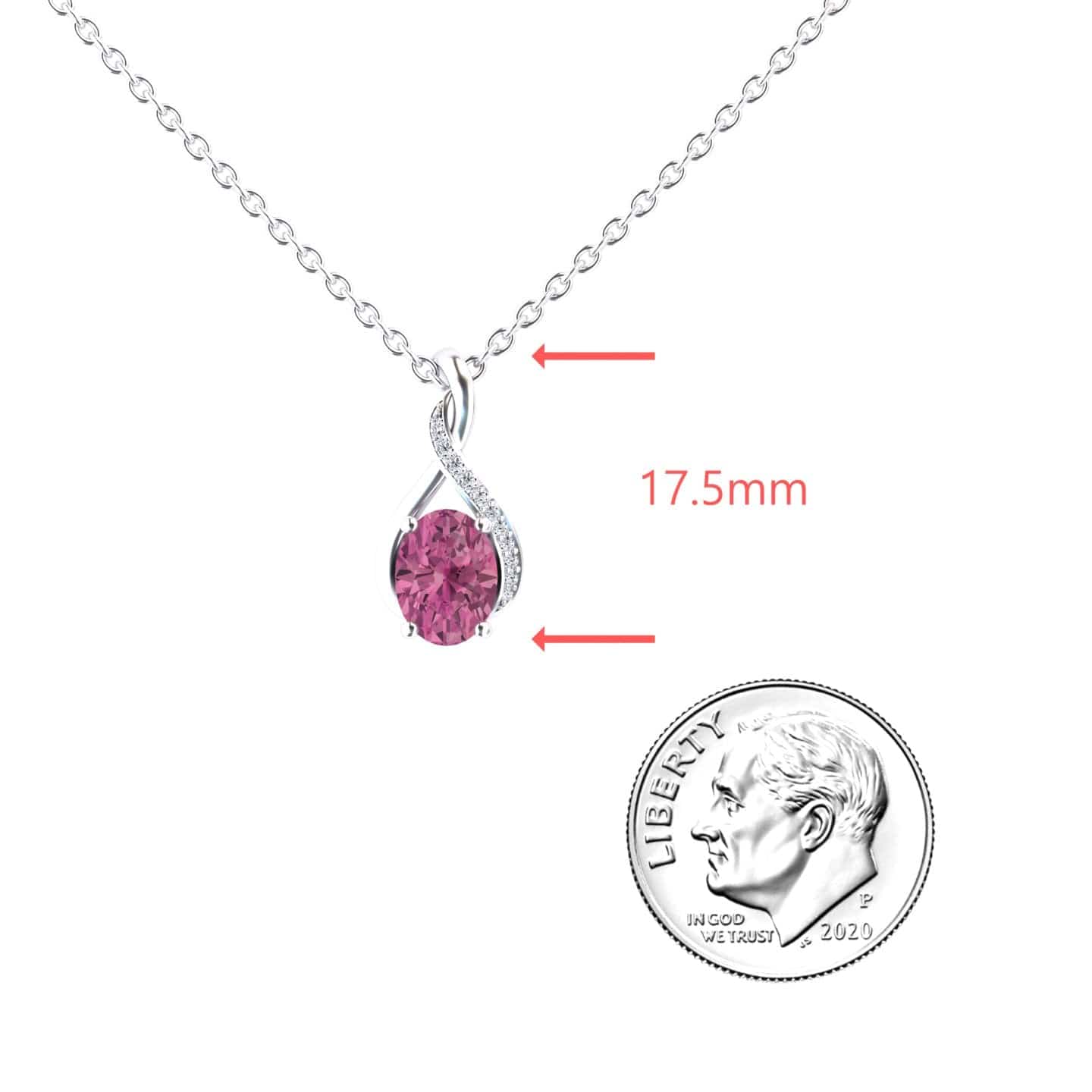 Pink Tourmaline & Diamond Swirl Necklace - Natalia