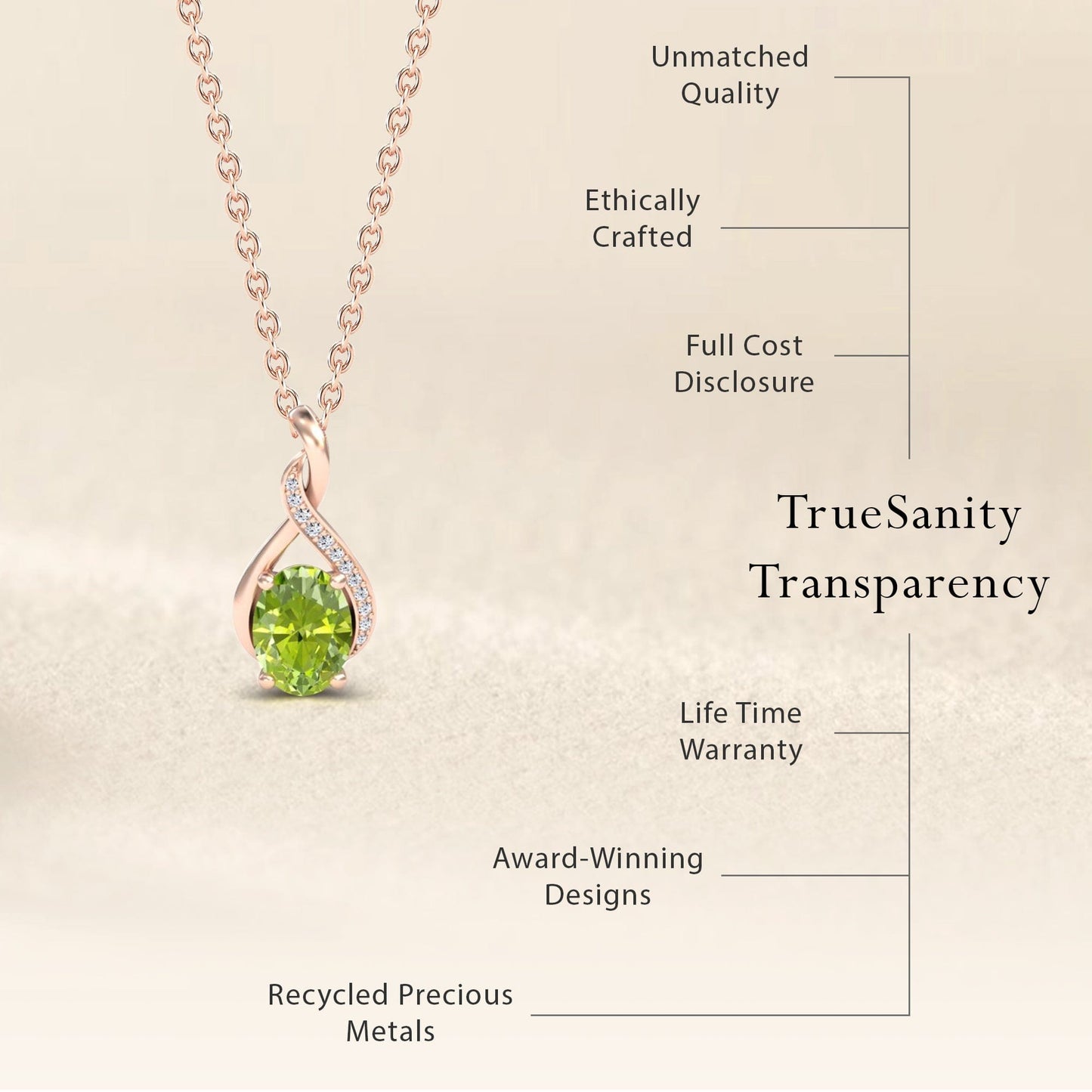 Peridot & Diamond Swirl Necklace - Natalia