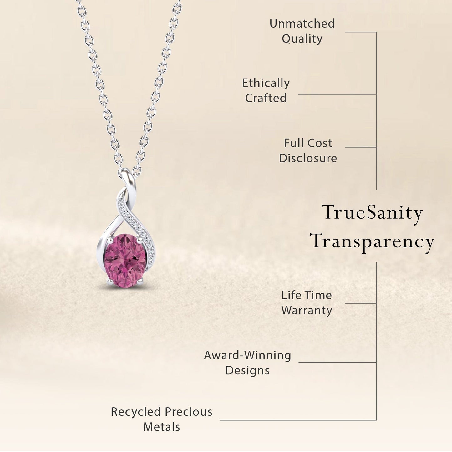 Pink Tourmaline & Diamond Swirl Necklace - Natalia