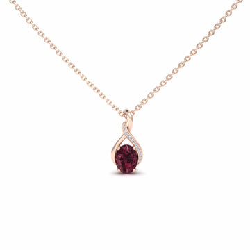 Rhodolite Garnet & Diamond Swirl Necklace - Natalia
