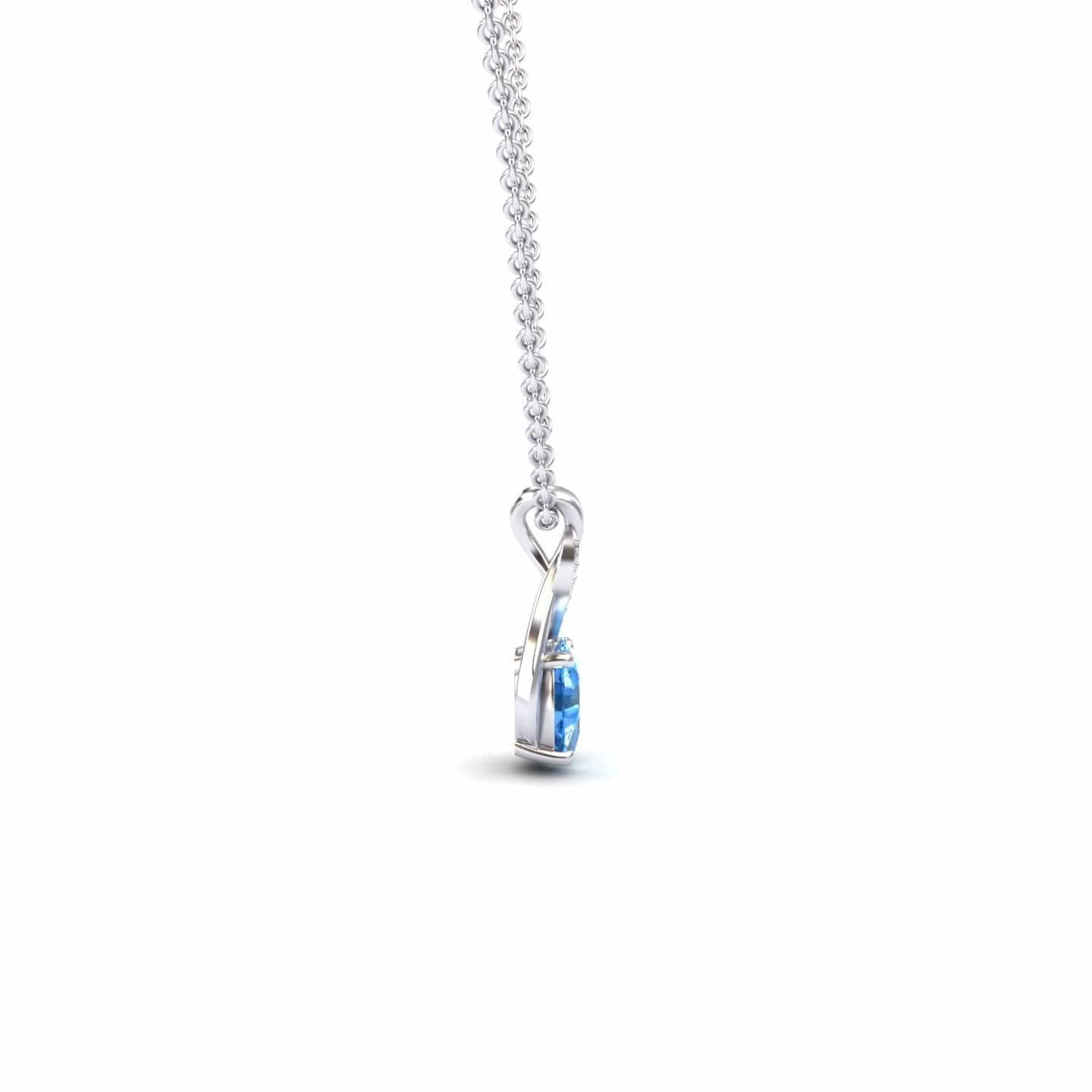 Swiss Blue Topaz & Diamond Swirl Necklace - Natalia