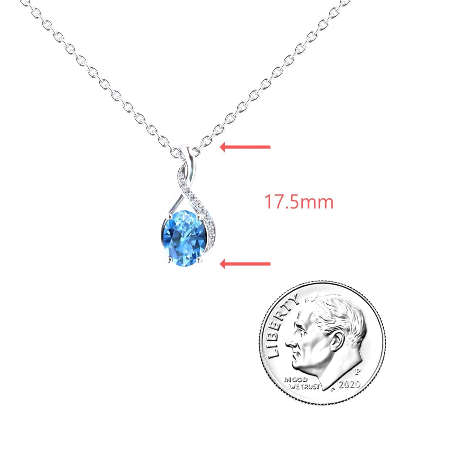 Swiss Blue Topaz & Diamond Swirl Necklace - Natalia
