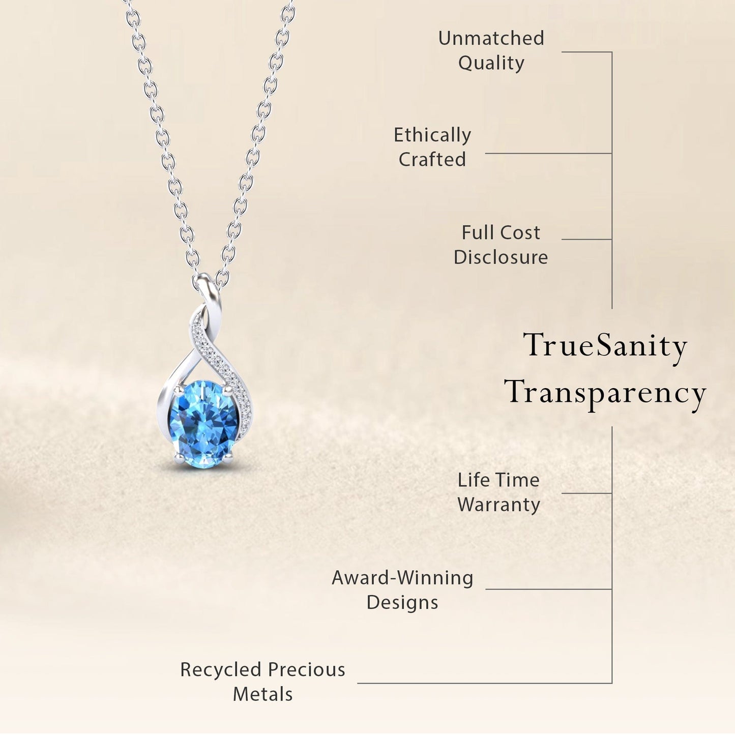 Swiss Blue Topaz & Diamond Swirl Necklace - Natalia