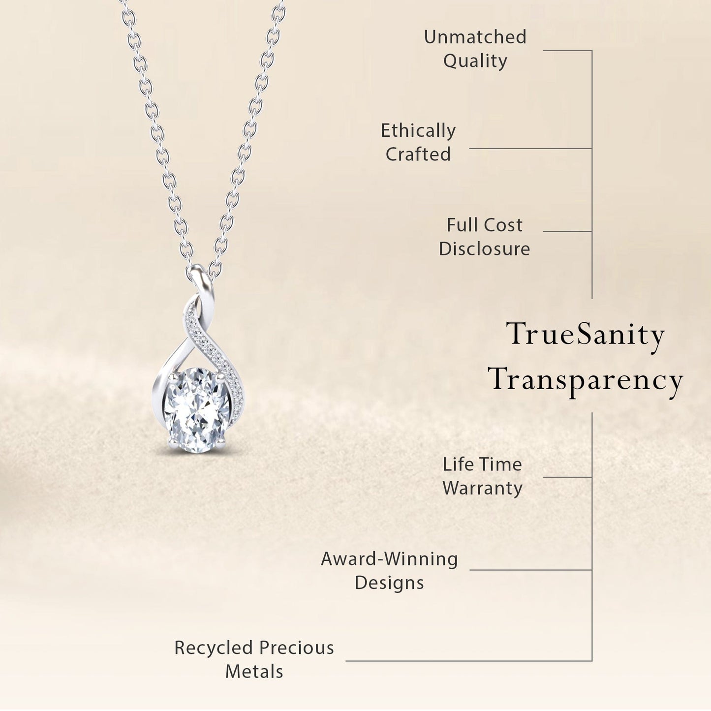 Lab Grown White Diamond Swirl Necklace - Natalia