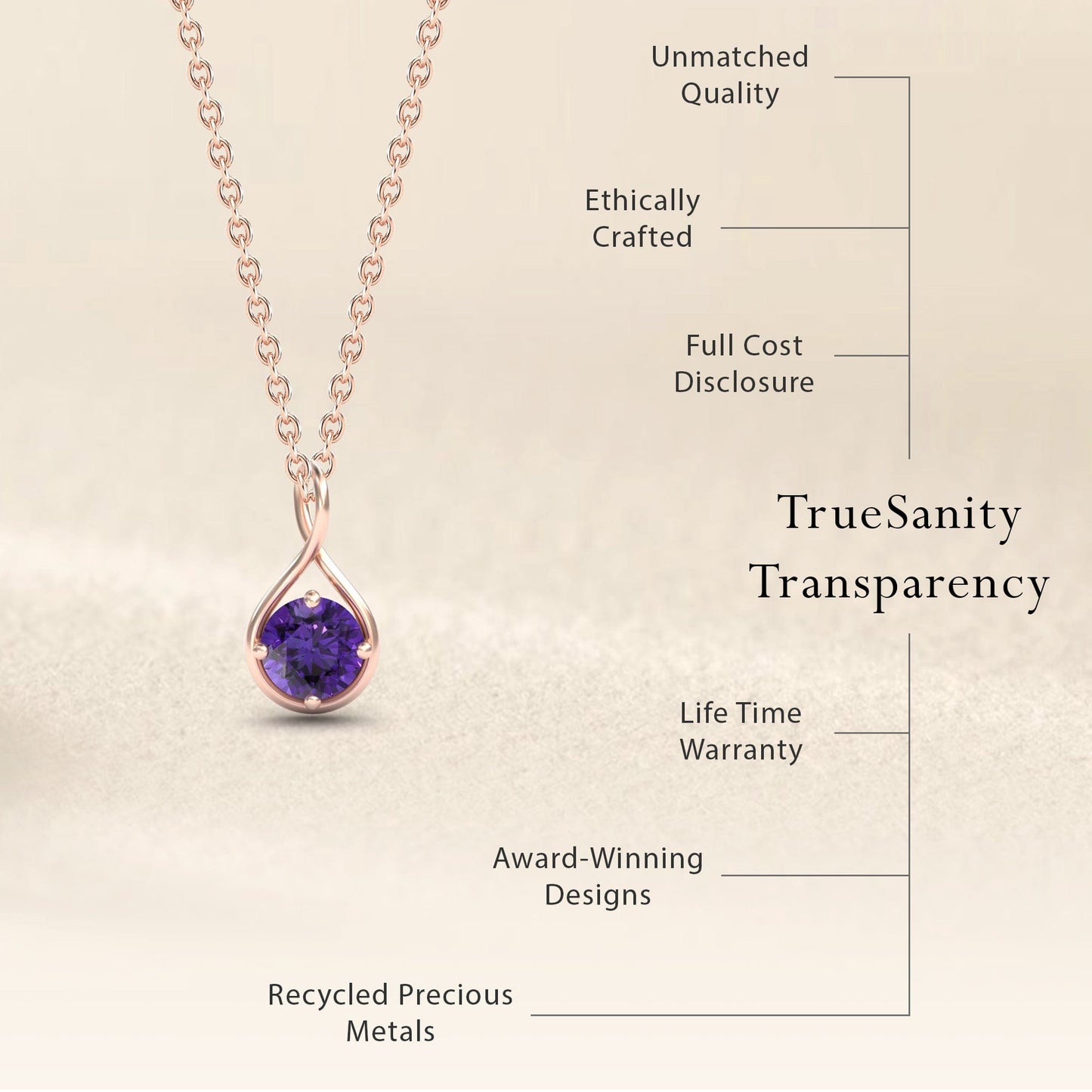 Amethyst Infinity Teardrop Necklace - Paulina