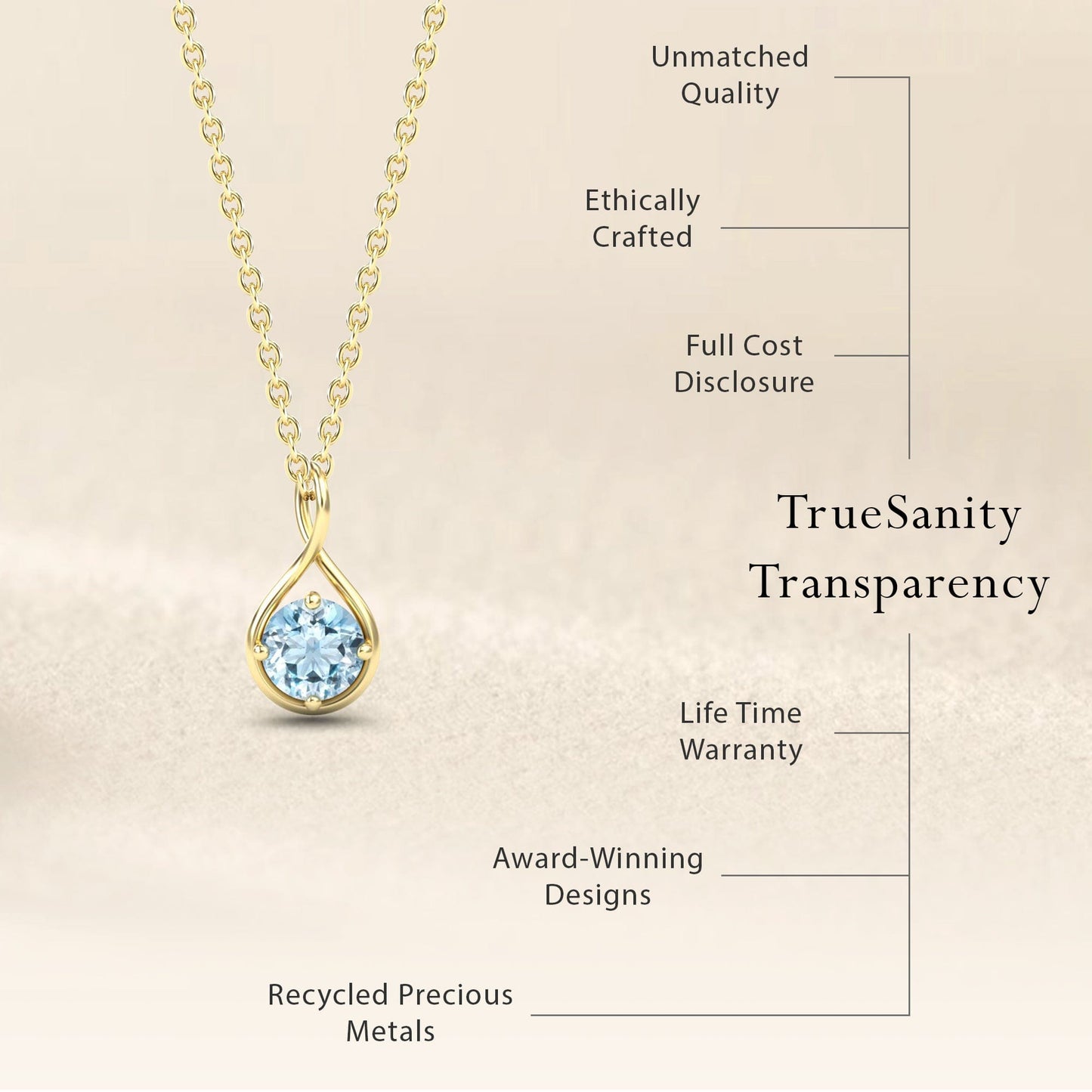 Aquamarine Infinity Teardrop Necklace - Paulina