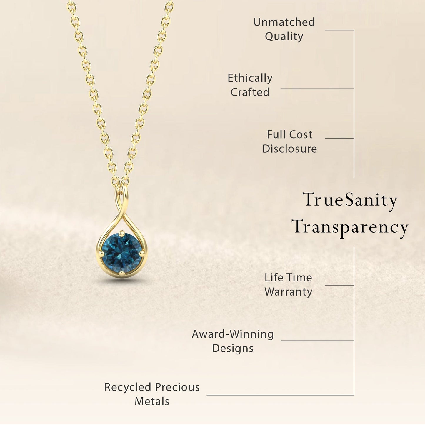 Blue Diamond Infinity Teardrop Necklace - Paulina