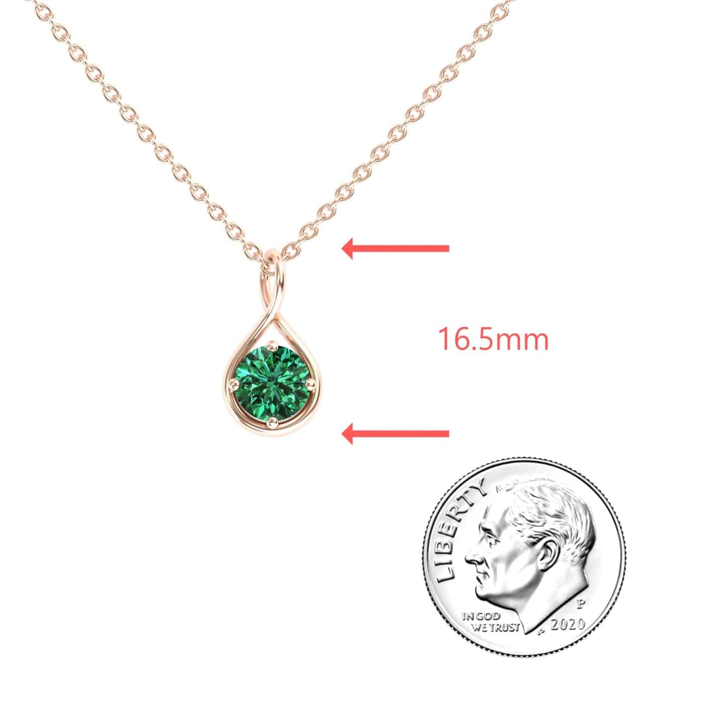 Green Diamond Infinity Teardrop Necklace - Paulina