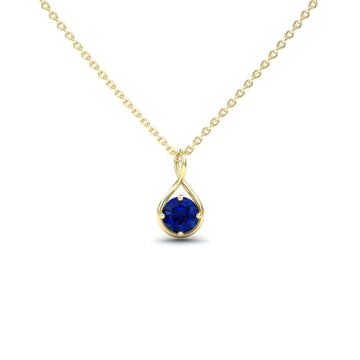 Lab Grown Blue Sapphire Infinity Teardrop Necklace - Paulina