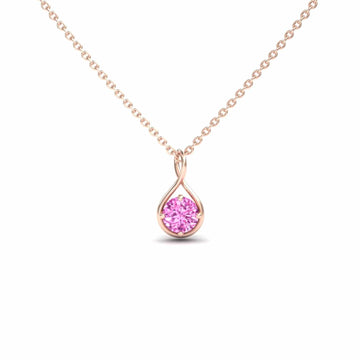 Lab Grown Pink Sapphire Infinity Teardrop Necklace - Paulina