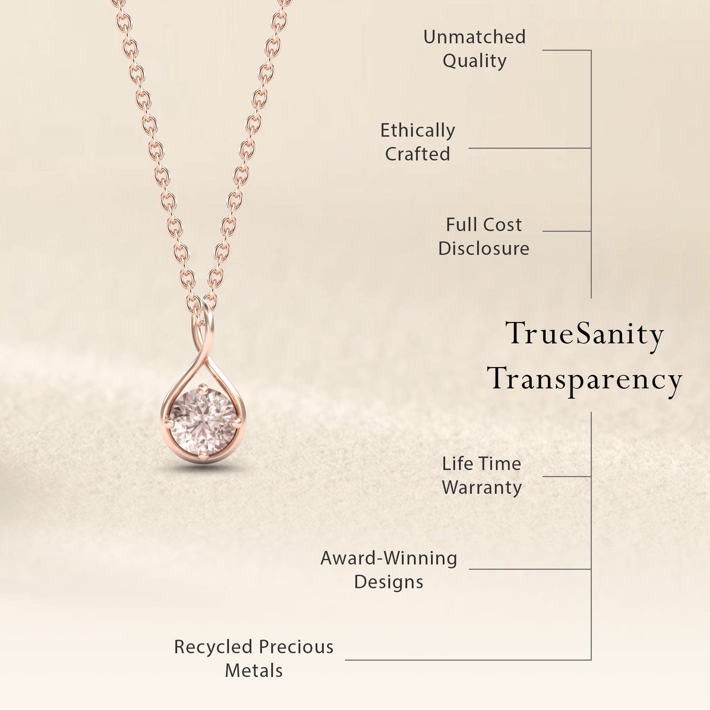 Morganite Infinity Teardrop Necklace - Paulina