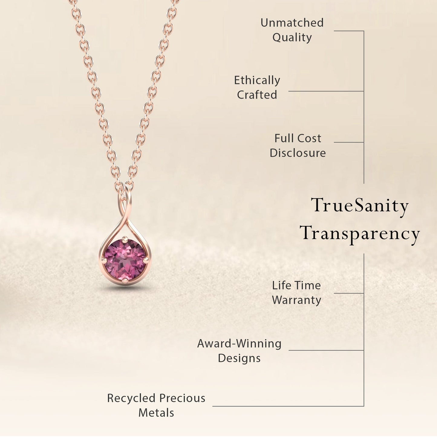 Pink Tourmaline Infinity Teardrop Necklace - Paulina