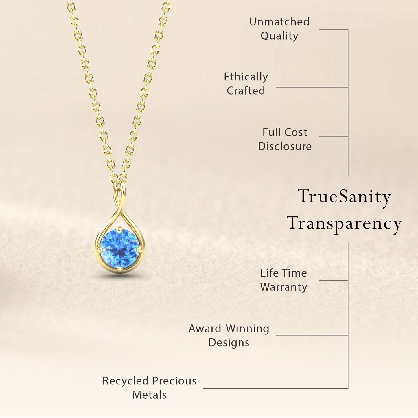 Swiss Blue Topaz Infinity Teardrop Necklace - Paulina