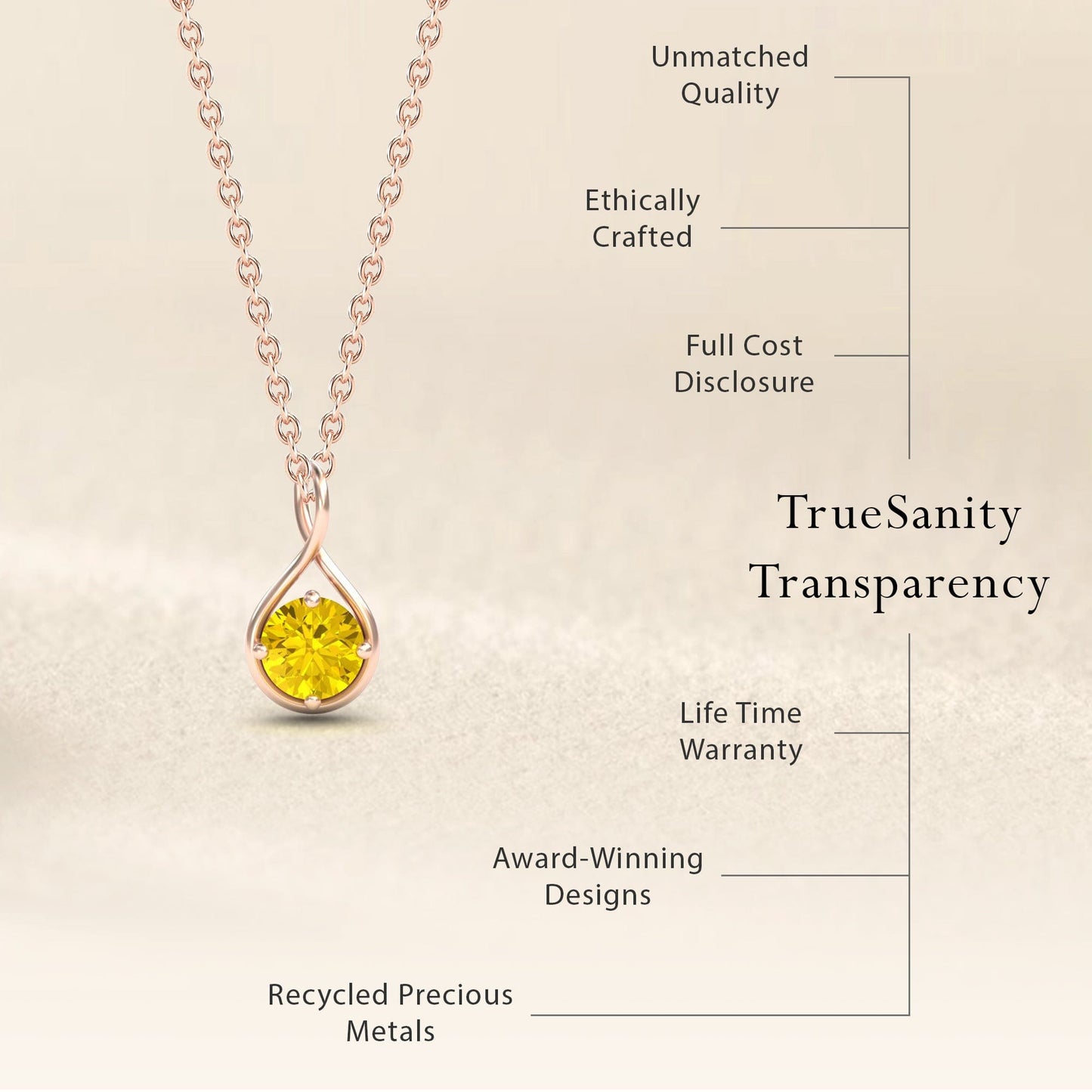 Yellow Sapphire Infinity Teardrop Necklace - Paulina