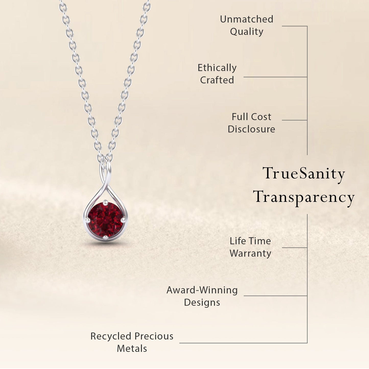 Lab Grown Ruby Infinity Teardrop Necklace - Paulina