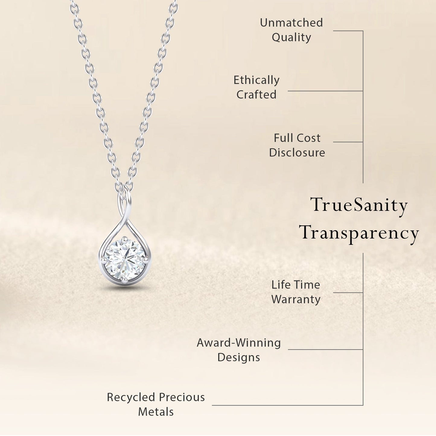 Lab Grown White Diamond Infinity Teardrop Necklace - Paulina