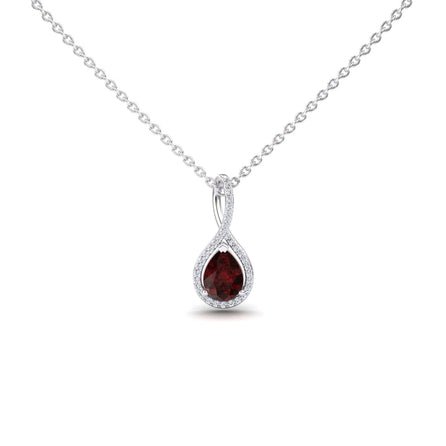 Pear Garnet & White Diamond Twist Fancy Pendant - MYSP38