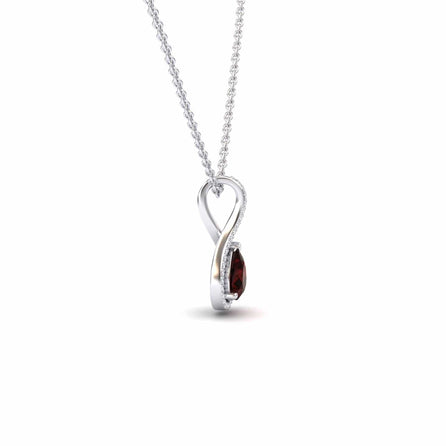 Pear Garnet & White Diamond Twist Fancy Pendant - MYSP38