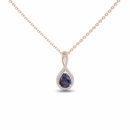 Pear Lab Grown Alexandrite & White Diamond Twist Fancy Pendant - MYSP38
