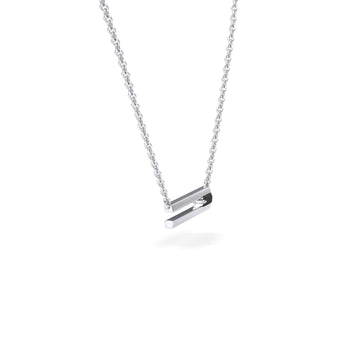 The Black Diamond Bar Necklace - Cecilia features a sleek, modern minimalist bar pendant on a silver chain, shown against a plain white background.
