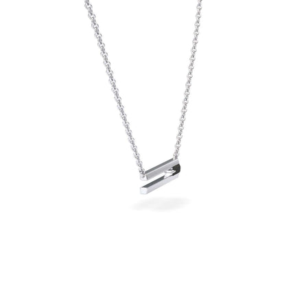 The Black Diamond Bar Necklace - Cecilia features a sleek, modern minimalist bar pendant on a silver chain, shown against a plain white background.