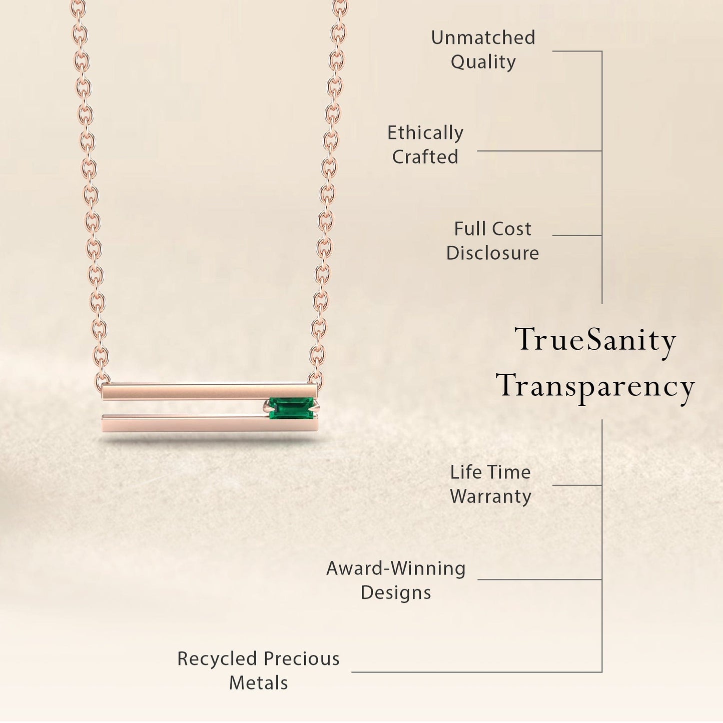 Emerald Bar Necklace - Cecilia