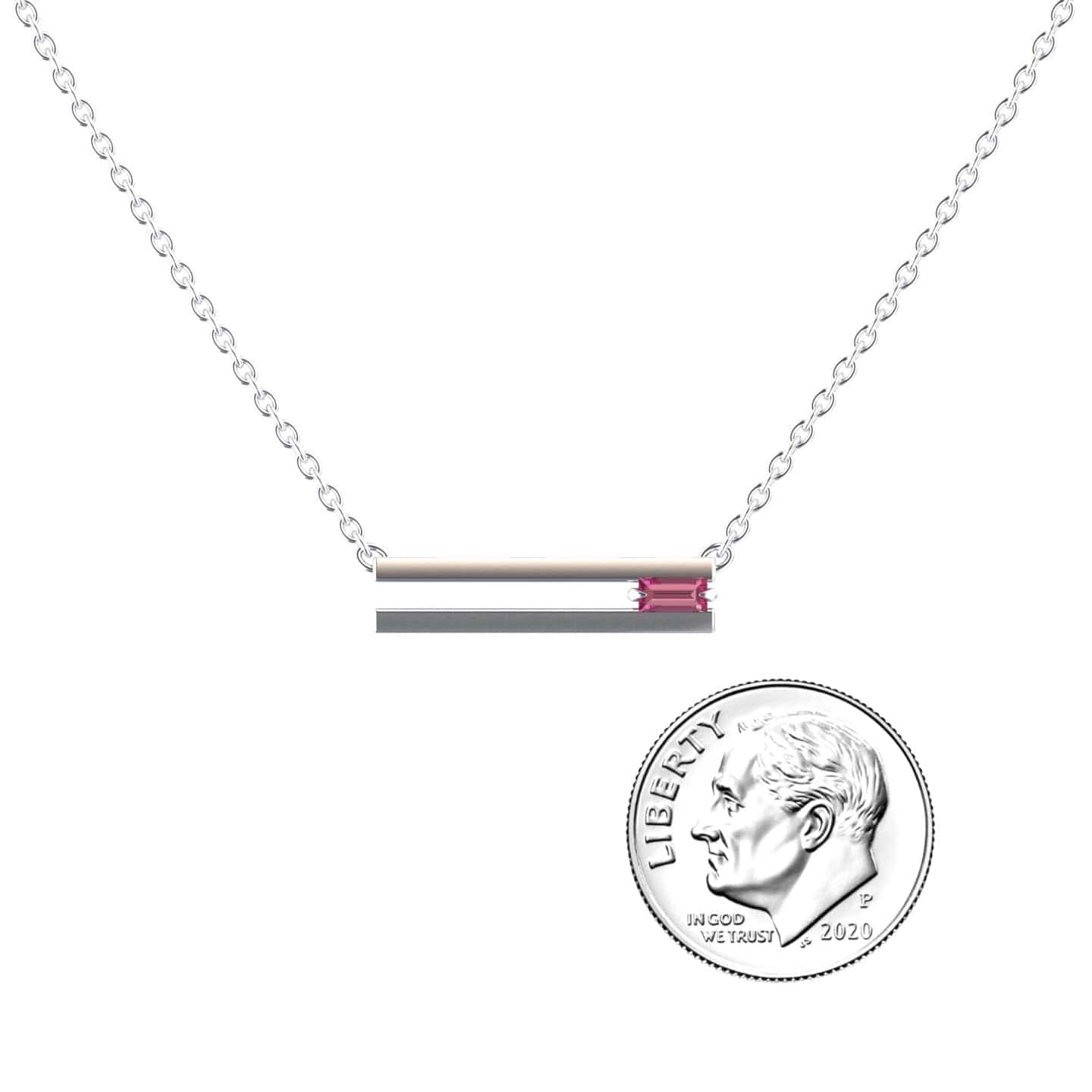 Pink Tourmaline Bar Necklace - Cecilia