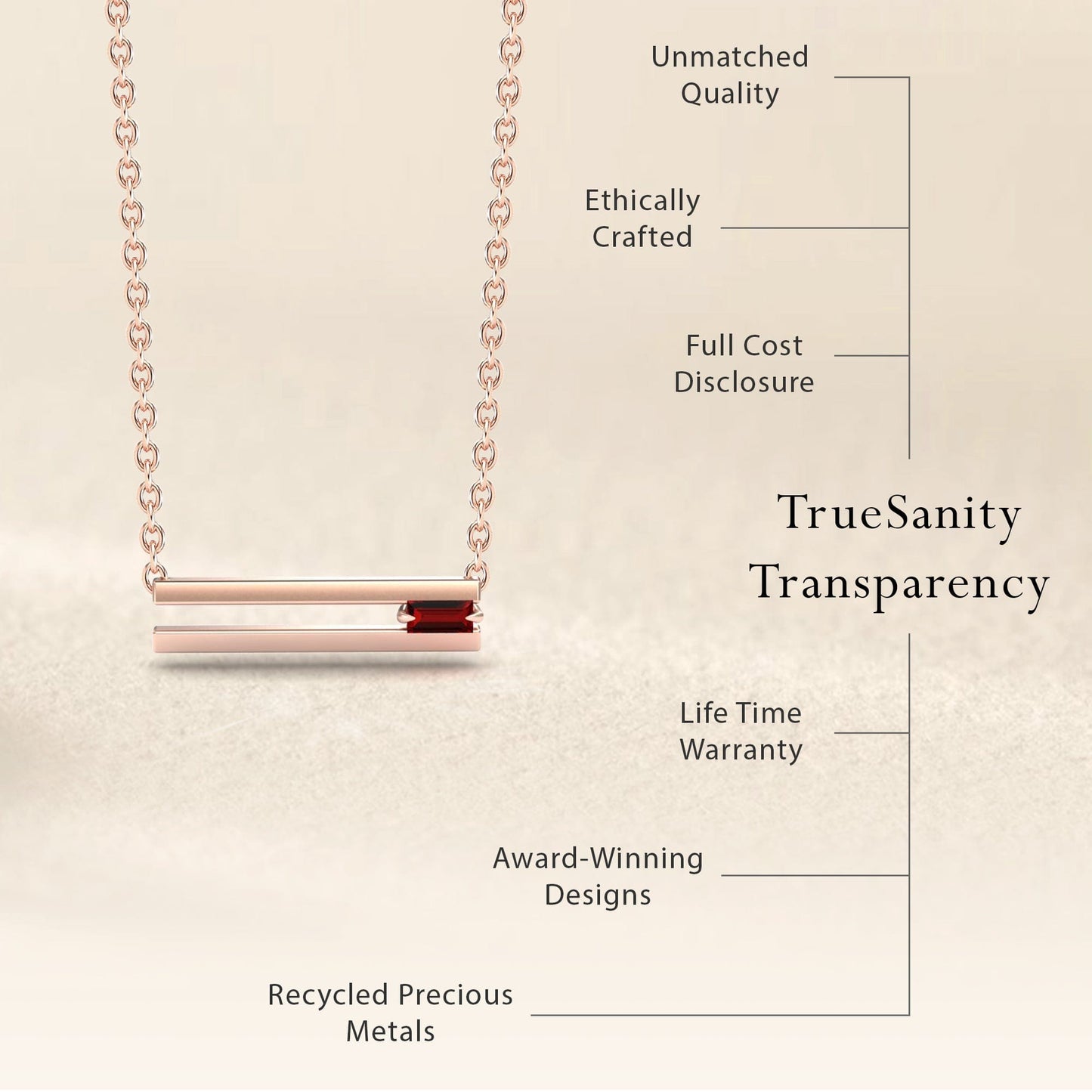 Ruby Bar Necklace - Cecilia