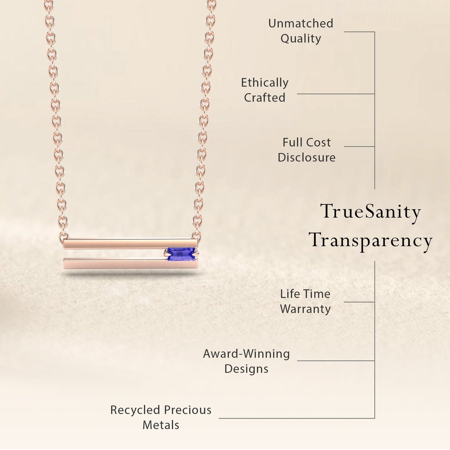 Tanzanite Bar Necklace - Cecilia