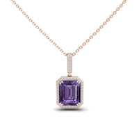 Amethyst & Diamond Halo Necklace - Sanya