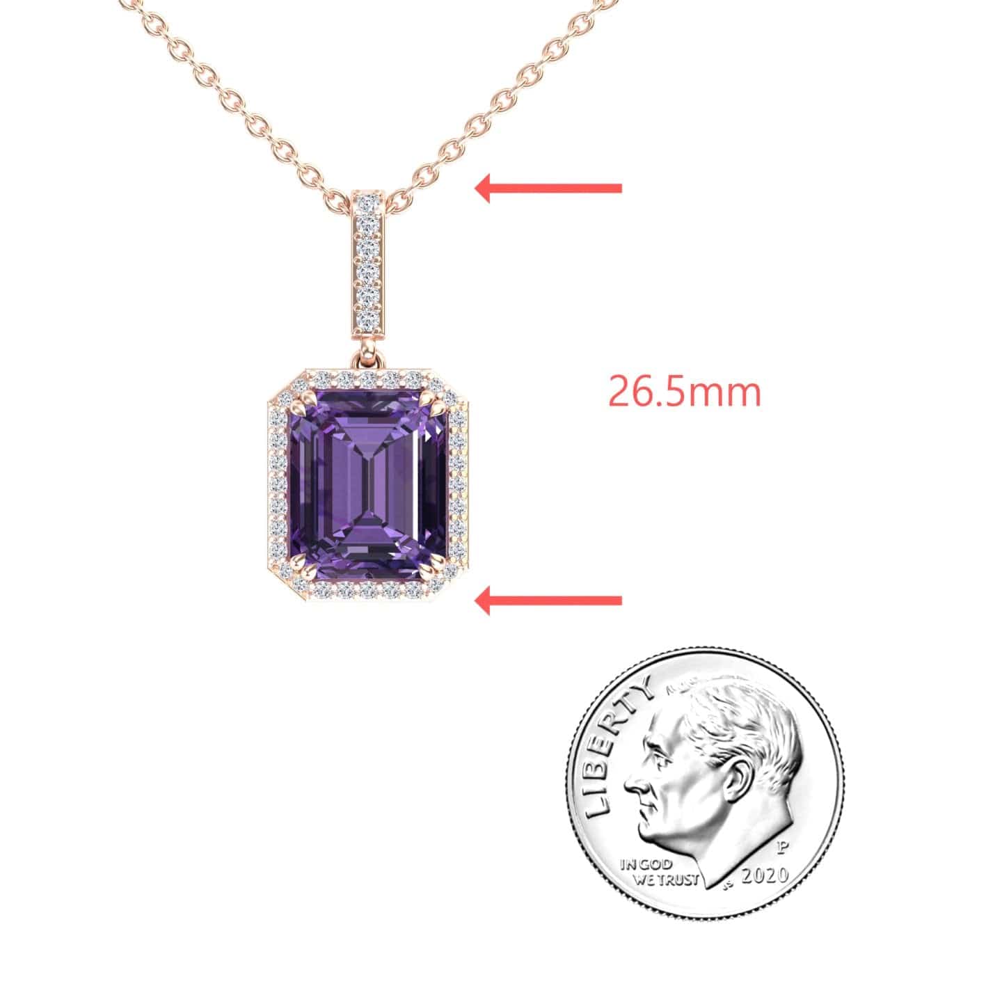 Amethyst & Diamond Halo Necklace - Sanya