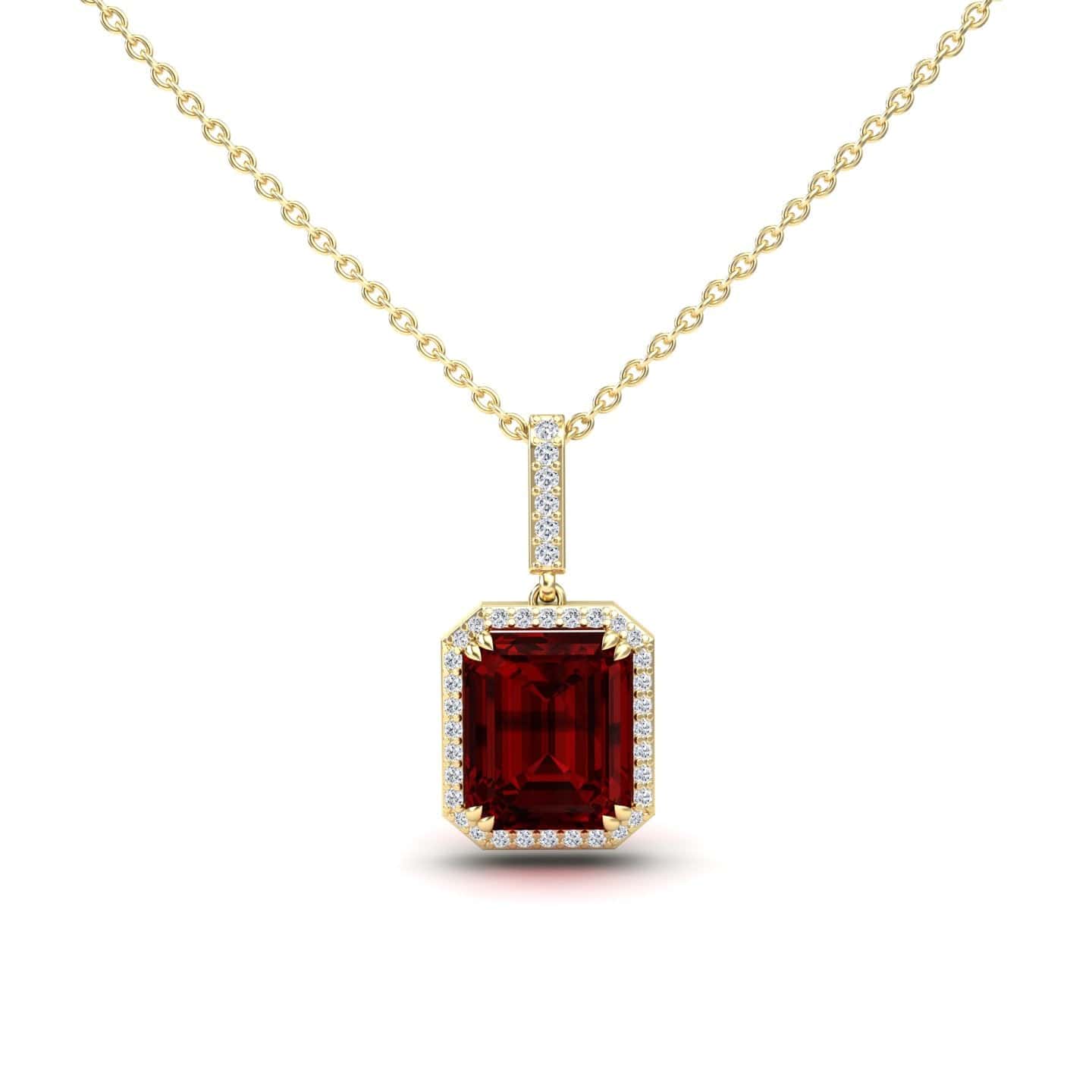 Garnet & Diamond Halo Necklace - Sanya