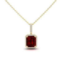 Garnet & Diamond Halo Necklace - Sanya
